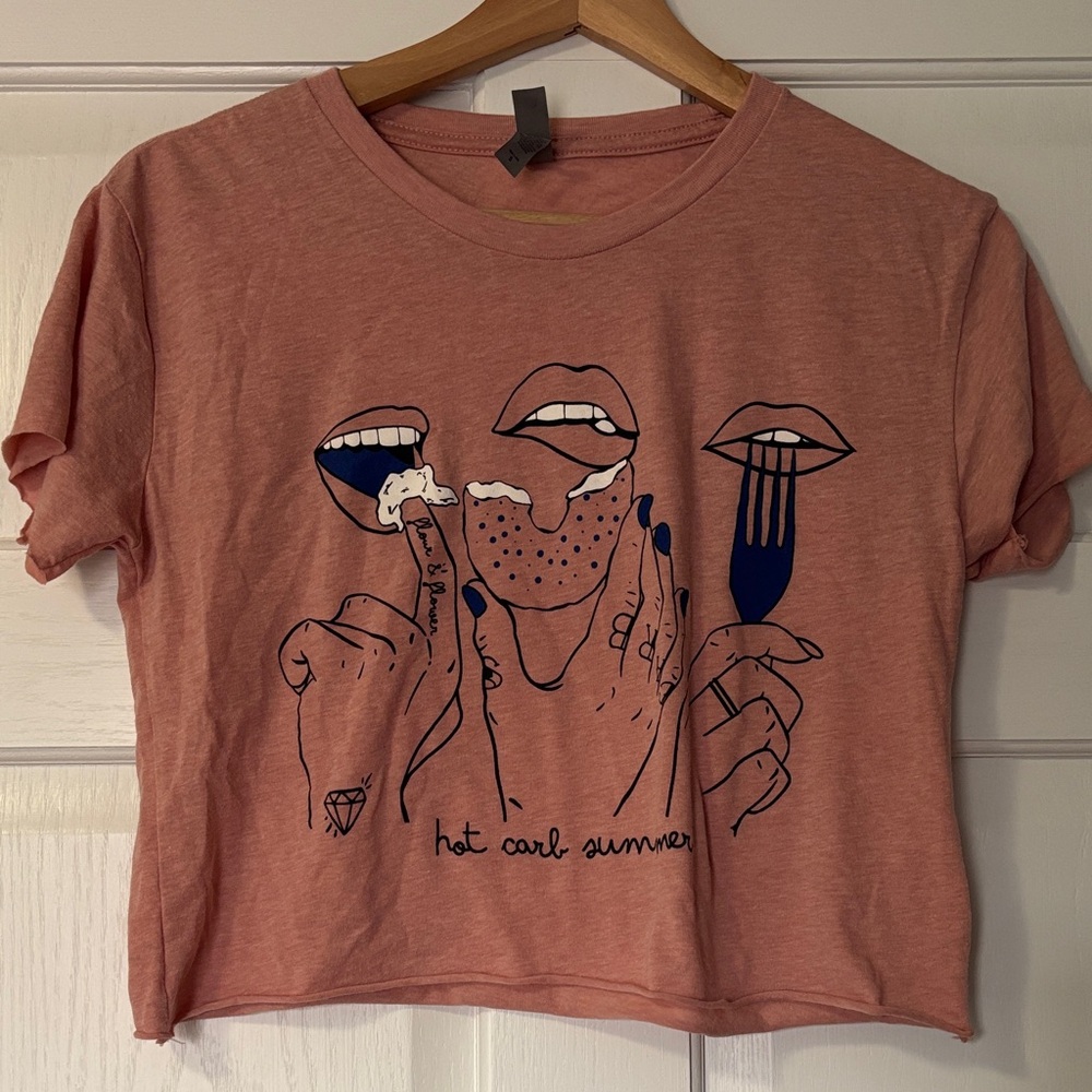“Hot Carb Summer” Dusty Rose Crop Tee